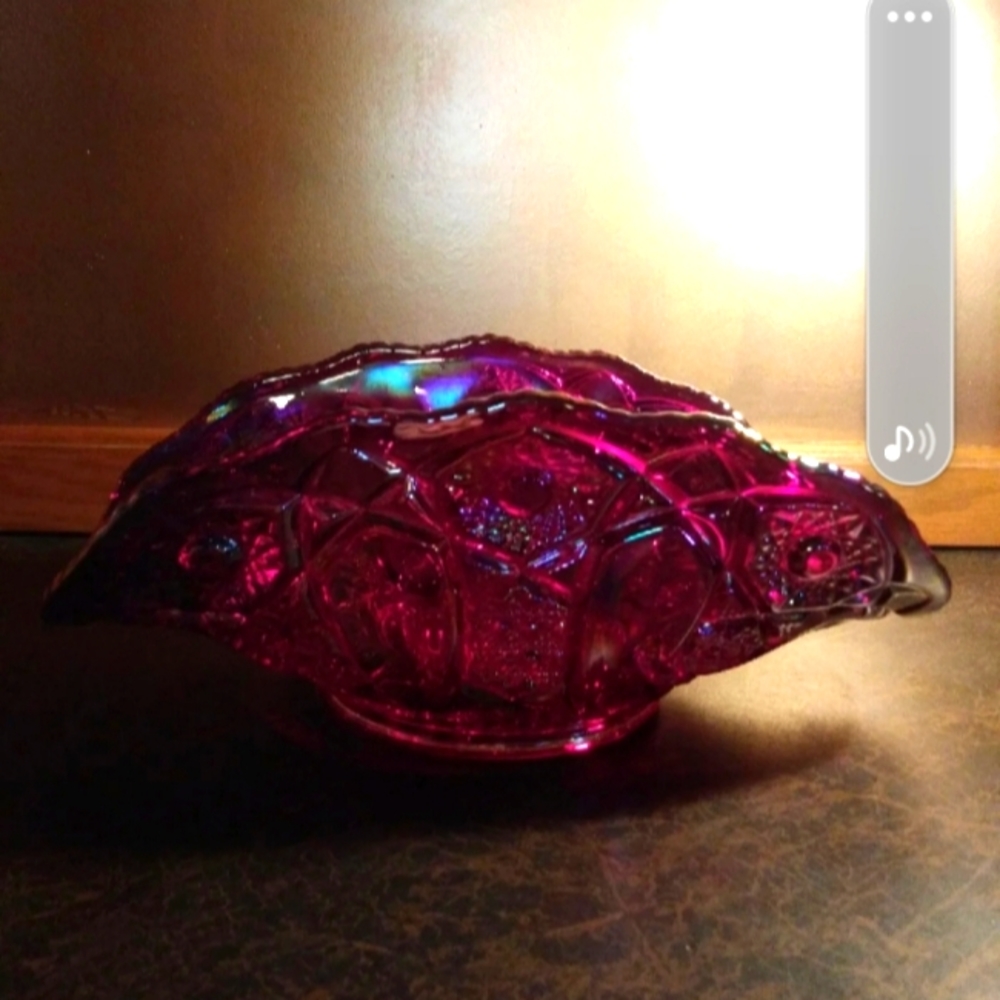 Sunset Ruby Red 1970's Heirloom Series Carnival Glass.
